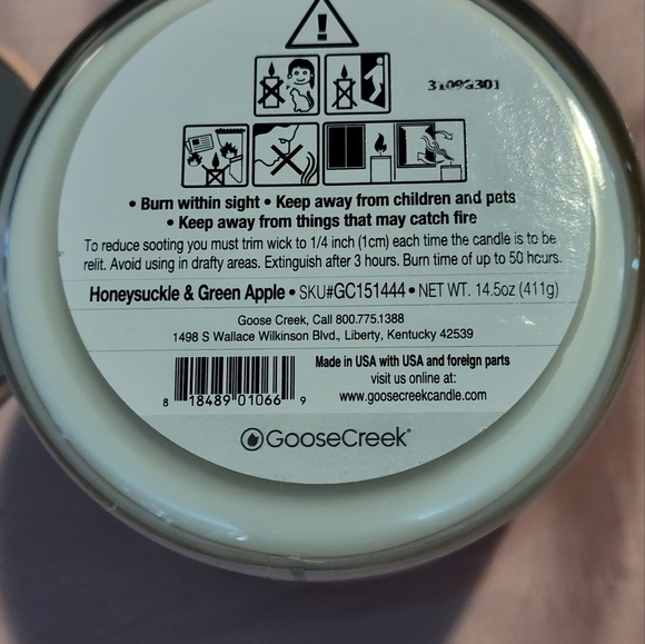 NEW!! GOOSE CREEK 3 Wick Candle 14.5oz (Honeysuckle & Green Apple) - Picture 9 of 9